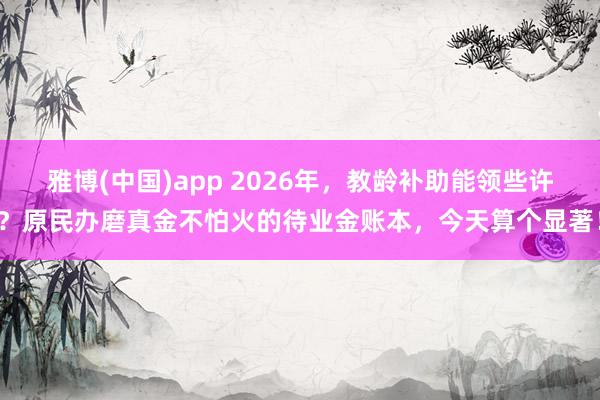雅博(中国)app 2026年，教龄补助能领些许？原民办磨真金不怕火的待业金账本，今天算个显著！