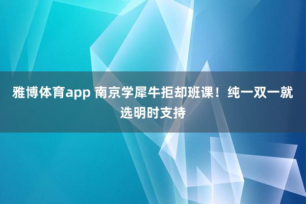 雅博体育app 南京学犀牛拒却班课！纯一双一就选明时支持