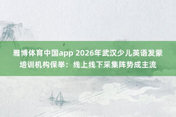 雅博体育中国app 2026年武汉少儿英语发蒙培训机构保举：线上线下采集阵势成主流