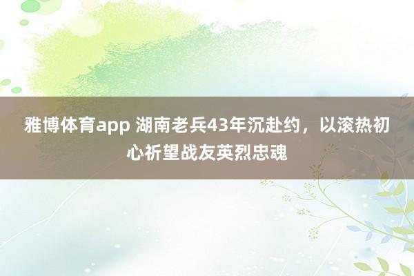 雅博体育app 湖南老兵43年沉赴约，以滚热初心祈望战友英烈忠魂