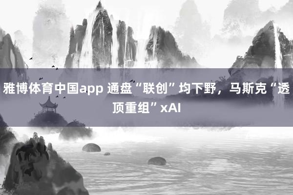 雅博体育中国app 通盘“联创”均下野，马斯克“透顶重组”xAI