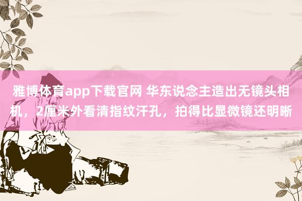 雅博体育app下载官网 华东说念主造出无镜头相机，2厘米外看清指纹汗孔，拍得比显微镜还明晰