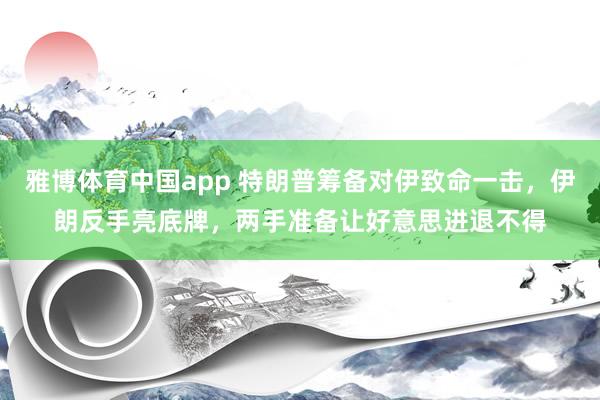 雅博体育中国app 特朗普筹备对伊致命一击，伊朗反手亮底牌，两手准备让好意思进退不得