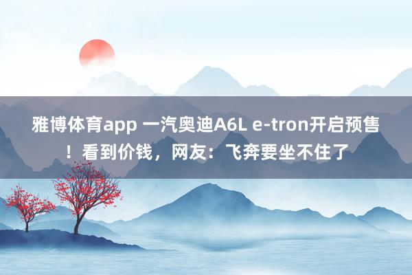 雅博体育app 一汽奥迪A6L e-tron开启预售！看到价钱，网友：飞奔要坐不住了