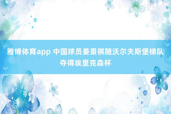 雅博体育app 中国球员姜景祺随沃尔夫斯堡梯队夺得埃里克森杯