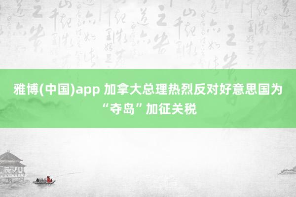 雅博(中国)app 加拿大总理热烈反对好意思国为“夺岛”加征关税