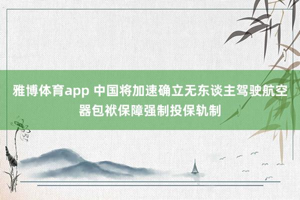 雅博体育app 中国将加速确立无东谈主驾驶航空器包袱保障强制投保轨制