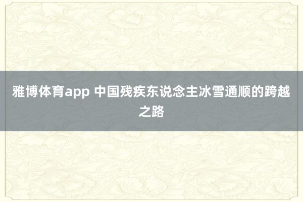 雅博体育app 中国残疾东说念主冰雪通顺的跨越之路