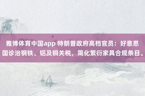 雅博体育中国app 特朗普政府高档官员：好意思国诊治钢铁、铝及铜关税，简化繁衍家具合规条目。