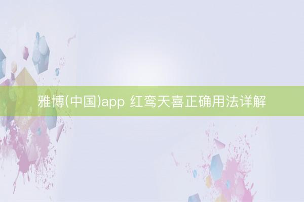 雅博(中国)app 红鸾天喜正确用法详解