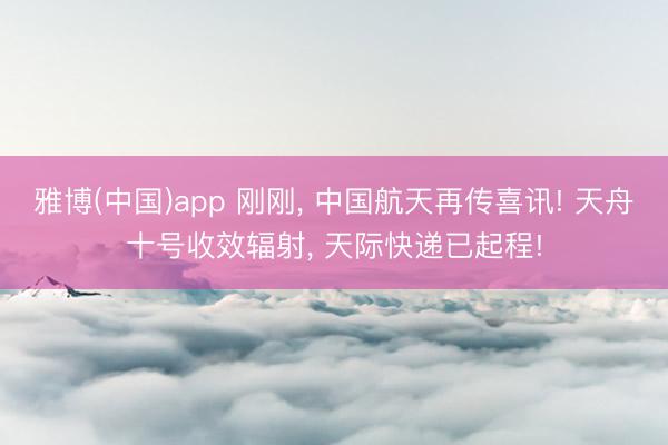 雅博(中国)app 刚刚， 中国航天再传喜讯! 天舟十号收效辐射， 天际快递已起程!