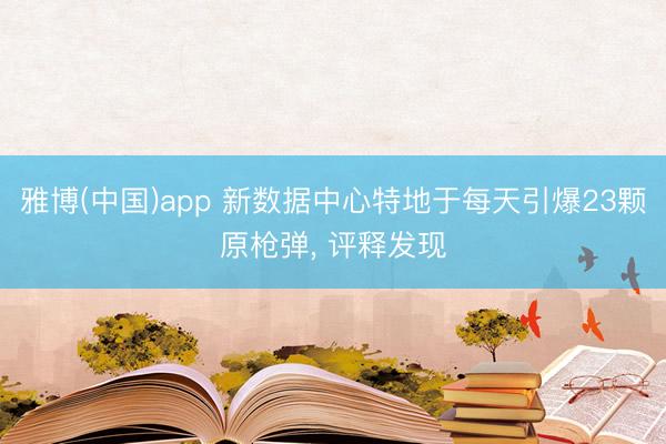 雅博(中国)app 新数据中心特地于每天引爆23颗原枪弹， 评释发现