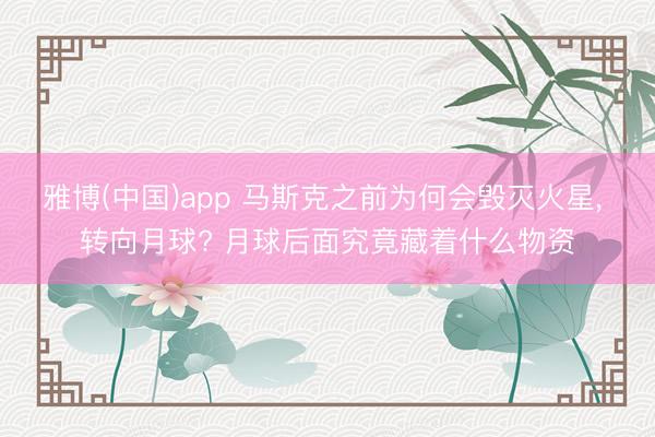 雅博(中国)app 马斯克之前为何会毁灭火星， 转向月球? 月球后面究竟藏着什么物资