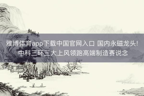 雅博体育app下载中国官网入口 国内永磁龙头! 中科三环三大上风领跑高端制造赛说念