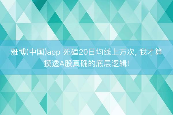 雅博(中国)app 死磕20日均线上万次， 我才算摸透A股真确的底层逻辑!
