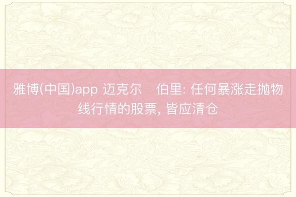 雅博(中国)app 迈克尔・伯里: 任何暴涨走抛物线行情的股票， 皆应清仓