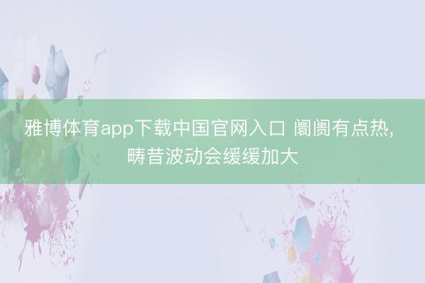 雅博体育app下载中国官网入口 阛阓有点热， 畴昔波动会缓缓加大