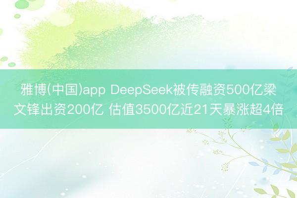 雅博(中国)app DeepSeek被传融资500亿梁文锋出资200亿 估值3500亿近21天暴涨超4倍