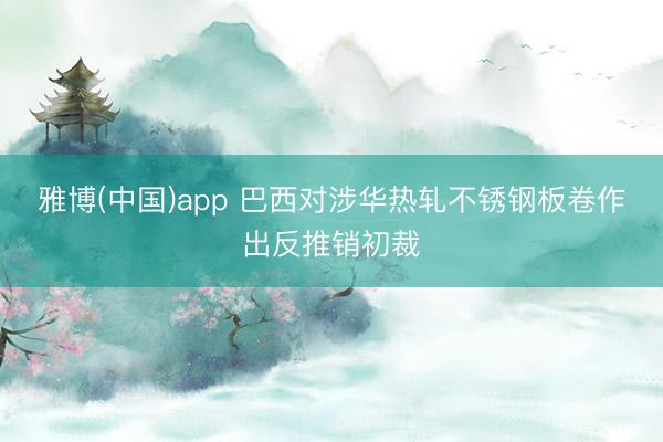 雅博(中国)app 巴西对涉华热轧不锈钢板卷作出反推销初裁