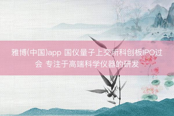 雅博(中国)app 国仪量子上交所科创板IPO过会 专注于高端科学仪器的研发
