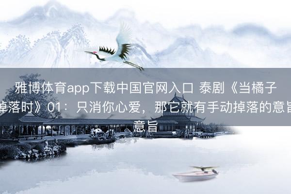 雅博体育app下载中国官网入口 泰剧《当橘子掉落时》01：只消你心爱，那它就有手动掉落的意旨