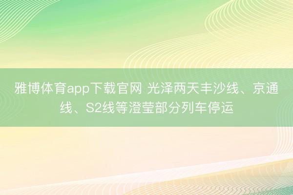 雅博体育app下载官网 光泽两天丰沙线、京通线、S2线等澄莹部分列车停运