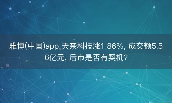 雅博(中国)app 天奈科技涨1.86%， 成交额5.56亿元， 后市是否有契机?