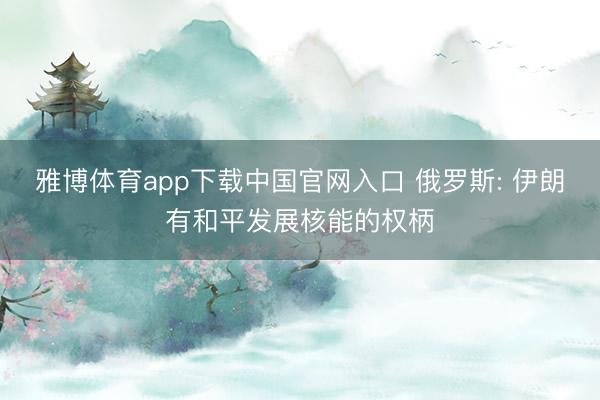 雅博体育app下载中国官网入口 俄罗斯: 伊朗有和平发展核能的权柄