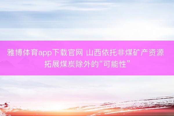 雅博体育app下载官网 山西依托非煤矿产资源 拓展煤炭除外的“可能性”