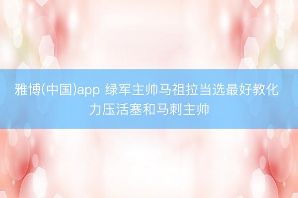 雅博(中国)app 绿军主帅马祖拉当选最好教化 力压活塞和马刺主帅