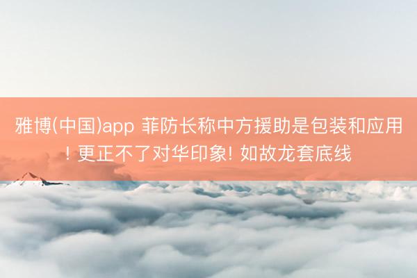 雅博(中国)app 菲防长称中方援助是包装和应用! 更正不了对华印象! 如故龙套底线