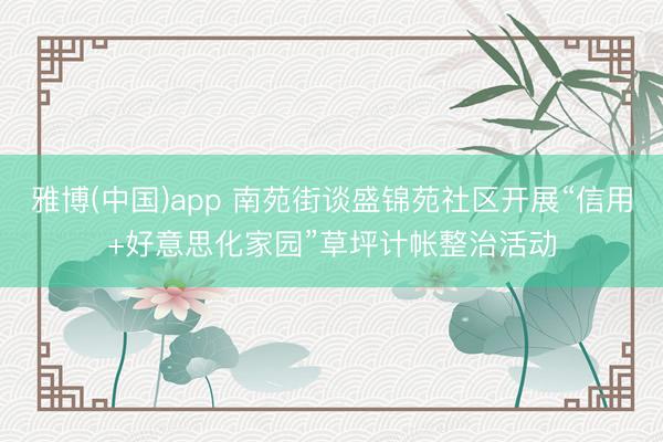 雅博(中国)app 南苑街谈盛锦苑社区开展“信用+好意思化家园”草坪计帐整治活动