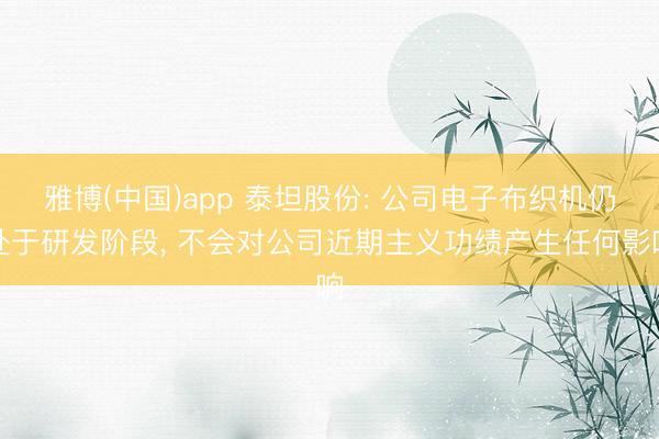 雅博(中国)app 泰坦股份: 公司电子布织机仍处于研发阶段， 不会对公司近期主义功绩产生任何影响
