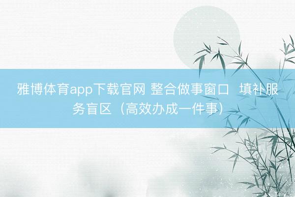 雅博体育app下载官网 整合做事窗口  填补服务盲区（高效办成一件事）