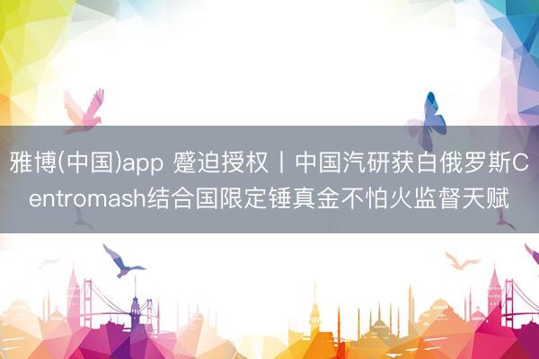 雅博(中国)app 蹙迫授权丨中国汽研获白俄罗斯Centromash结合国限定锤真金不怕火监督天赋