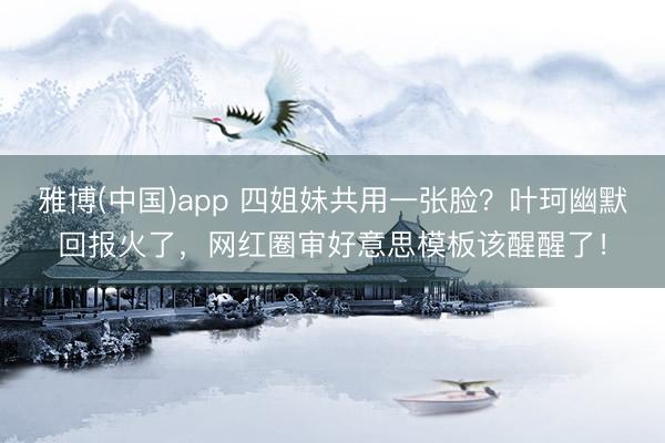 雅博(中国)app 四姐妹共用一张脸?叶珂幽默回报火了,网红圈审好意思模板该醒醒了!