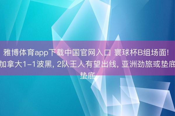 雅博体育app下载中国官网入口 寰球杯B组场面! 加拿大1-1波黑， 2队王人有望出线， 亚洲劲旅或垫底