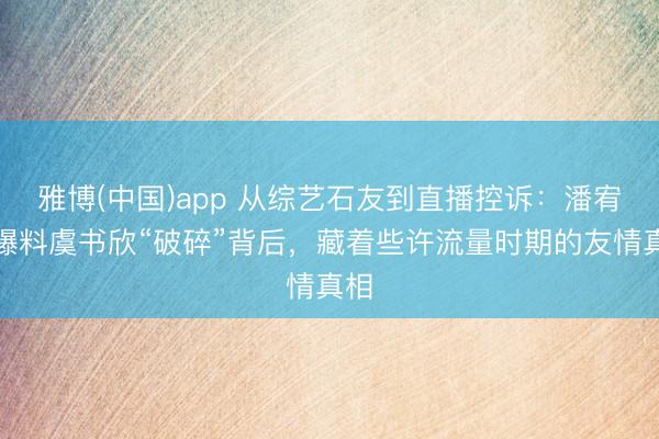 雅博(中国)app 从综艺石友到直播控诉：潘宥诚爆料虞书欣“破碎”背后，藏着些许流量时期的友情真相