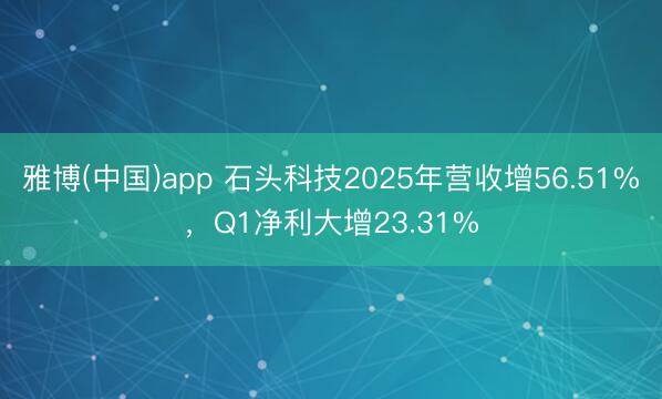 雅博(中国)app 石头科技2025年营收增56.51%，Q1净利大增23.31%
