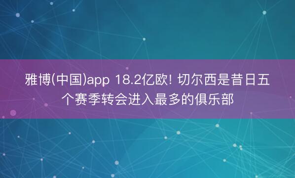 雅博(中国)app 18.2亿欧! 切尔西是昔日五个赛季转会进入最多的俱乐部