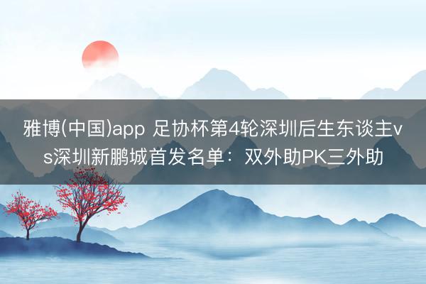 雅博(中国)app 足协杯第4轮深圳后生东谈主vs深圳新鹏城首发名单:双外助PK三外助
